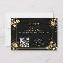 Cartons Réponse Elegant black and gold summer wedding