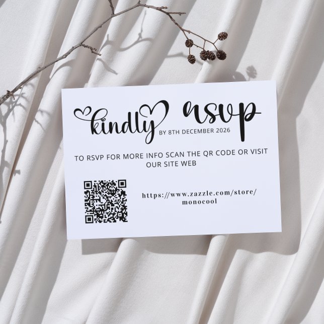 Cartons Réponse Elegant Black and White Qr Code Wedding Replay (love and thanks wedding qr code RSVP capture the love stationery elegant hand lettered typography )