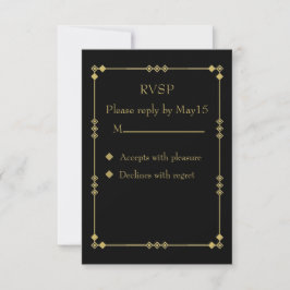 Cartons Réponse Elegant Black & Gold Art Deco RVSP