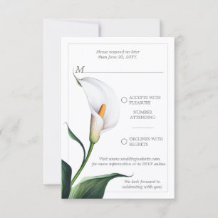 Cartons Réponse Elégant blanc ivoire Calla Lily Mariage