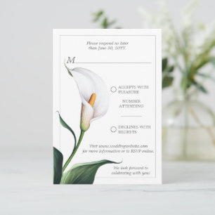 Cartons Réponse Elégant blanc ivoire Calla Lily Mariage