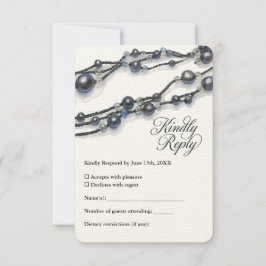 Cartons Réponse Elégant bleu marine Pearl Aquarelle Mariage modern
