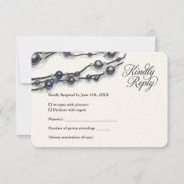 Cartons Réponse Elégant bleu marine Pearl Aquarelle Mariage modern