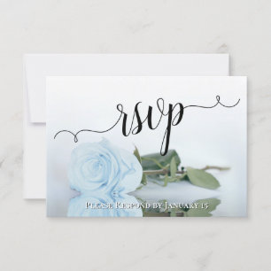 Cartons Réponse Élégant bleu poudreux reflétant Rose chic Mariage
