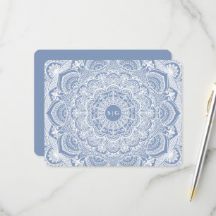 Cartons Réponse Elégant bleu poussiéreux en dentelle blanche class
