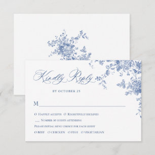 Cartons Réponse Elégant bleu Rose Garden Toile Mariage