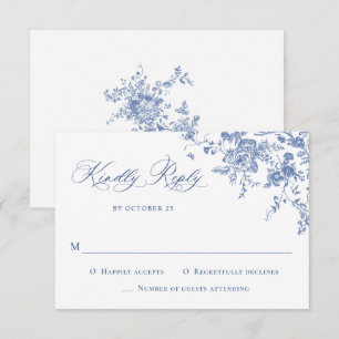 Cartons Réponse Elégant bleu Rose Garden Toile Mariage