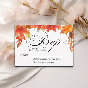 Cartons Réponse Elégant Boho Fall Floral Maple Feuilles Mariage RS