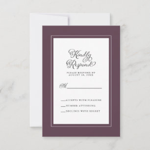 Cartons Réponse Élégant boîtier de mariage Cassis violet et blanc