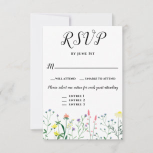 Cartons Réponse Elégant Botanical Floral Mariage Event 3 Choix