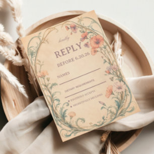 Cartons Réponse Élégant Botanique Pastel Vintage