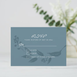 Cartons Réponse Elégant Botanique Turquoise Bleu Silhouette Mariag