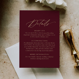 Cartons Réponse Elégant Burgundy Gold Calligraphy Détails du Maria