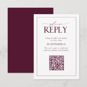 Cartons Réponse Elegant Burgundy Mariage QR Code S'il vous plaît r