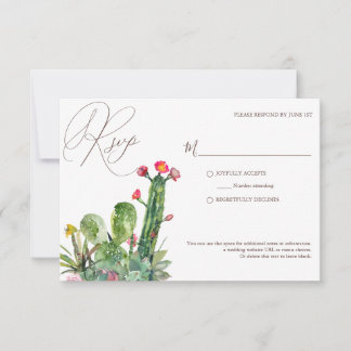 Cartons Réponse Elégant Cactus du désert Succulents Mariage