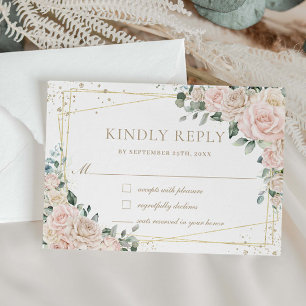 Cartons Réponse Elégant Champagne Blush Rose Floral Mariage