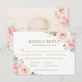 Cartons Réponse Élégant Chic Roses Roses Roses Rose Floral Mariage
