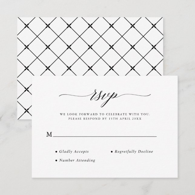 Cartons Réponse Élégant Chic Script Calligraphie Mariage élégant (Devant / Derrière)