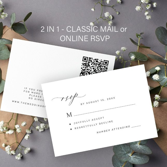 Cartons Réponse Élégant classique formel ou code QR en ligne maria (Créateur téléchargé)