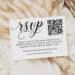 Cartons Réponse Élégant code QR de mariage en écriture noire