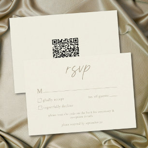 Cartons Réponse Élégant Code QR de mariage minimaliste crème ivoir