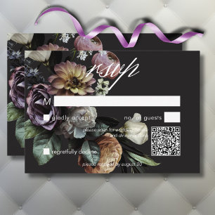 Cartons Réponse Élégant code QR floral moody Twilight Muted