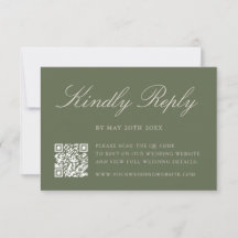 Élégant Code QR Vert Olive Mariage