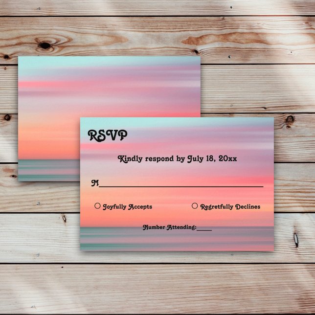 Cartons Réponse Elégant coucher de soleil romantique Blue Sky Beac (Créateur téléchargé)