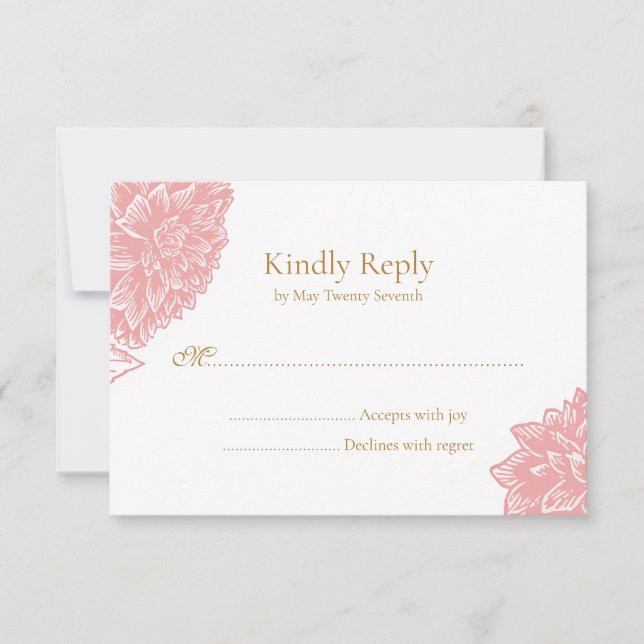 Cartons Réponse Elegant Delicate Dusty Pink Floral Wedding  (Devant)
