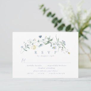 Cartons Réponse Elégant Dusty Blue Fleur sauvage Rustic Boho Maria