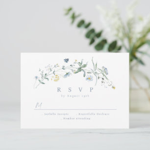 Cartons Réponse Elégant Dusty Blue Fleur sauvage Rustic Boho Maria