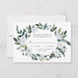 Cartons Réponse Elégant Dusty Blue Floral Rustic Garden Mariage