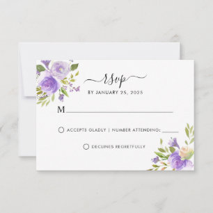 Cartons Réponse Élégant Dusty Purple Plum Verdure Floral Mariage