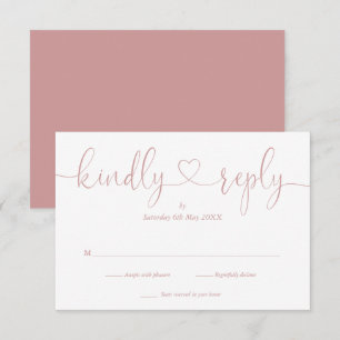 Cartons Réponse Elégant Dusty Rose White Script Heart Kindly Répon