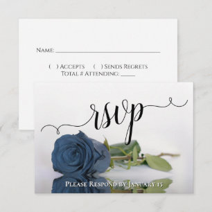 Cartons Réponse Elégant Dusty Steel Blue Rose Réflexions Mariage