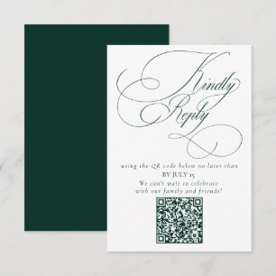 Cartons Réponse Élégant Emerald Green Mariage QR Code S'il vous pl