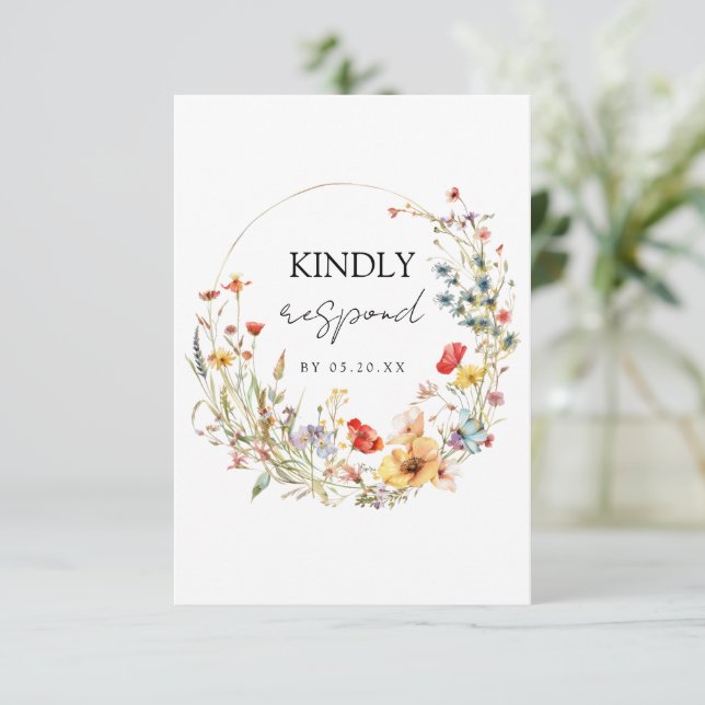 Cartons Réponse Élégant été Floral Meal Choice Mariage (Debout devant)