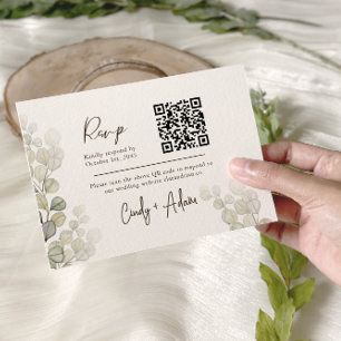 Cartons Réponse Elégant Eucalyptus Greenery Qr Code Mariage