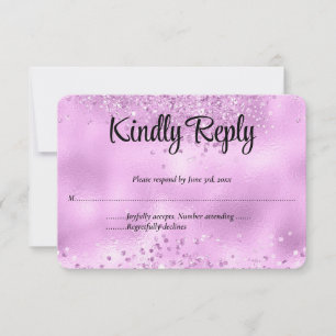 Cartons Réponse Elégant Faux Lilac Parties scintillant Foil Mariag