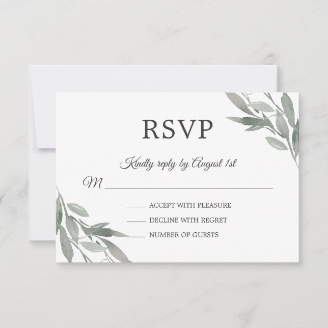 Cartons Réponse Élégant Feuille Botanique Foliage Gold Mariage (Devant)