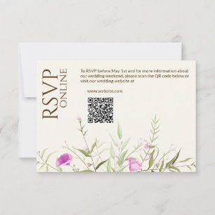 Cartons Réponse Élégant Fleur sauvage moderne Mariage off-White