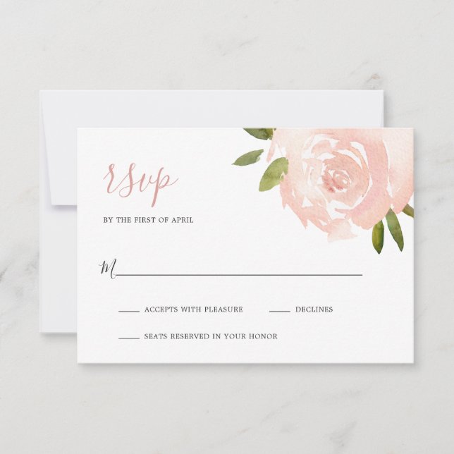 Cartons Réponse Élégant Floral Dusty Rose rose pâle Mariage (Devant)
