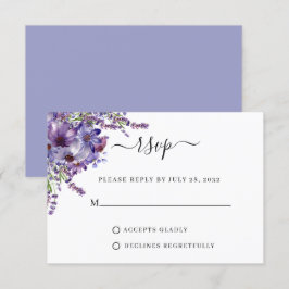 Cartons Réponse Élégant Floral Purple Lavender Peonies Mariage