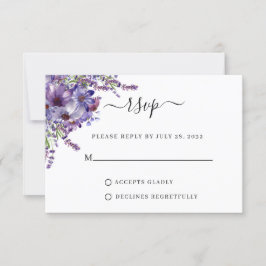 Cartons Réponse Élégant Floral Purple Lavender Peonies Mariage