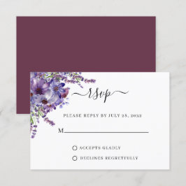 Cartons Réponse Élégant Floral Purple Plum Peonies Mariage