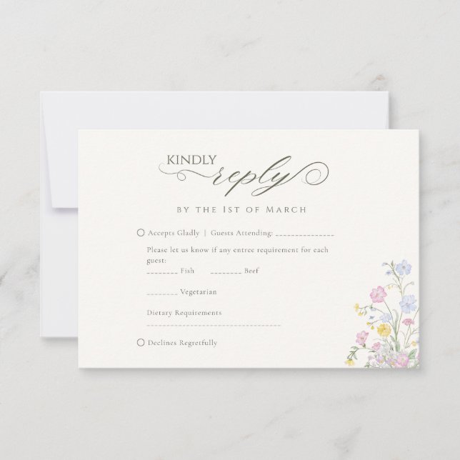 Cartons Réponse Elegant Floral Wildflower Calligraphy (Devant)