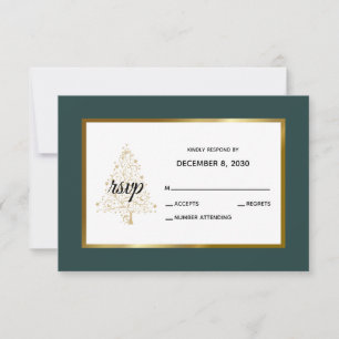 Cartons Réponse Élégant Gold Emerald Mariage