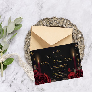 Cartons Réponse Elegant Gothic Romance Wedding 