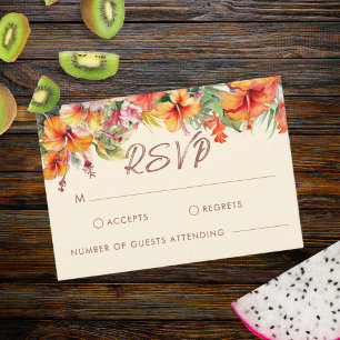 Cartons Réponse Élégant Hibiscus Fleur Tropical Floral Mariage
