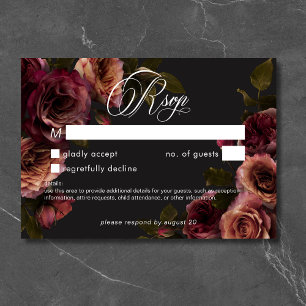 Cartons Réponse Élégant Humeur Sombre Rouille Bourgogne Floral Pas